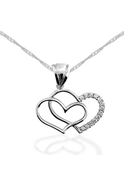 Paroner 925 Ayar Gümüş Kalpli Kadın Gümüş Kolye