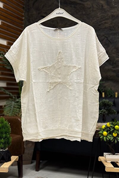 sahnemoda Μπλούζα με κοντό μανίκι Oversize Star Sequin