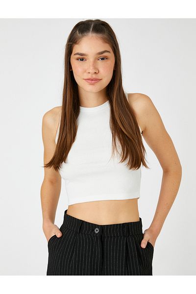 Koton Gerippter Athlete Crop Rundhalsausschnitt, gerippt, ärmellos