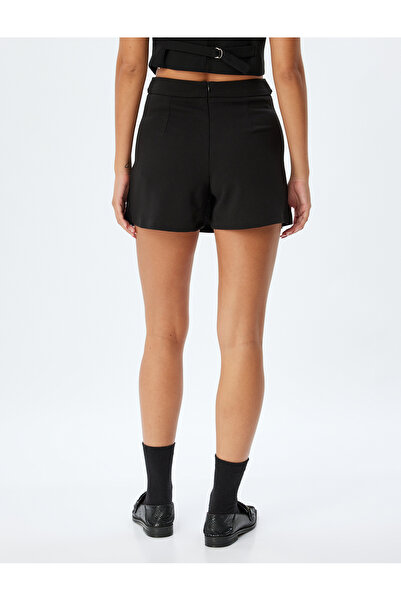 Koton Krep Scuba Kumaş Pileli Mini Şort Etek