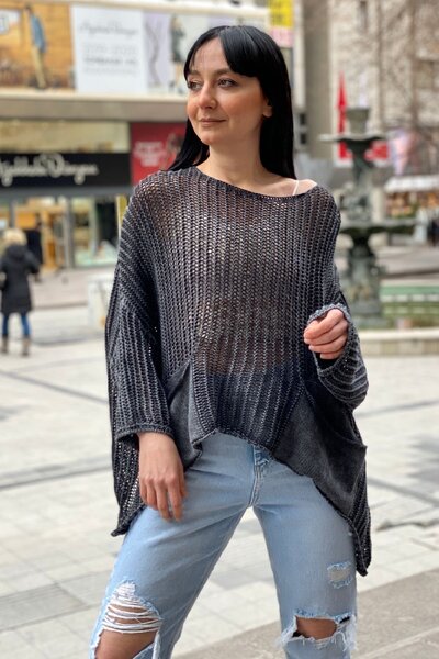 sahnemoda Сальова блуза з сіткою - прати можна, з кишенями