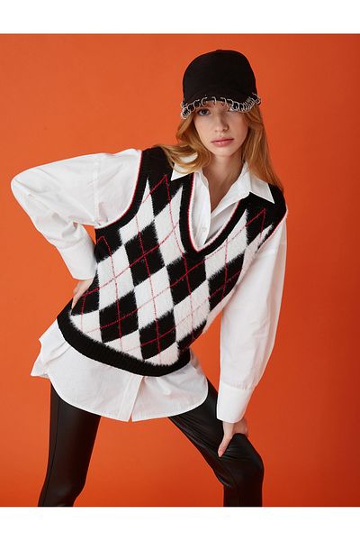 Koton Argyle Patterned Sweater