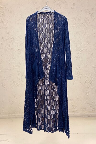 sahnemoda Cardigan lung, mercerizat, asimetric, ajurat