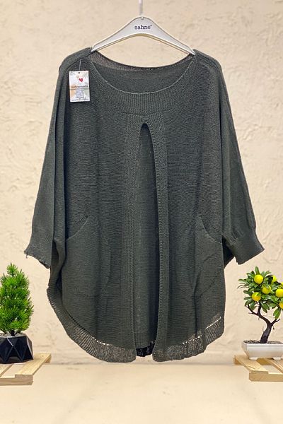 sahnemoda Mercerized Loose Blouse with Open Front Pocket