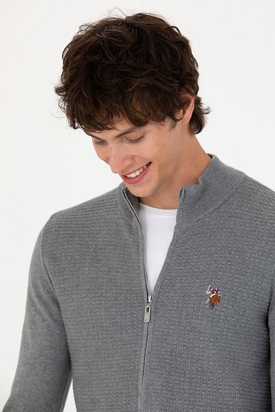 U.S. Polo Assn. Ανδρική Ζακέτα Basic Knitwear Grey Melange 50268938 -vr086