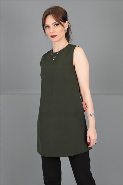 ÖNDER ÖZSOY O-Neck Sleeveless Blouse- Khaki