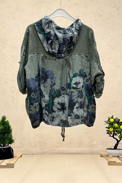 sahnemoda Jachetă importată cu glugă și fermoar - model floral
