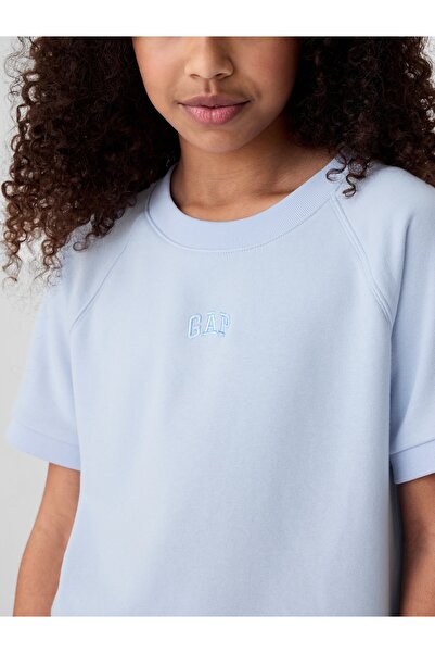 GAP Kız Çocuk Mavi Mini Gap Logo Raglan Sweatshirt