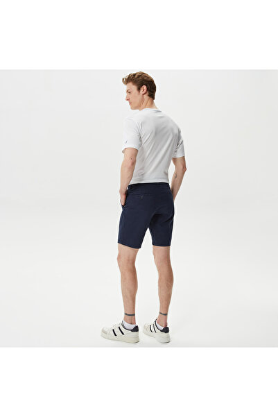 Nautica Erkek Lacivert Slim Fit Baskılı Bermuda