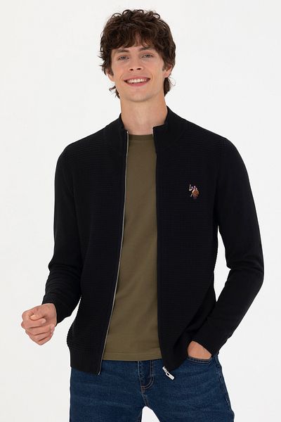 U.S. Polo Assn. Cardigan de tricotaj de bază negru pentru bărbați 50268938 -VR046