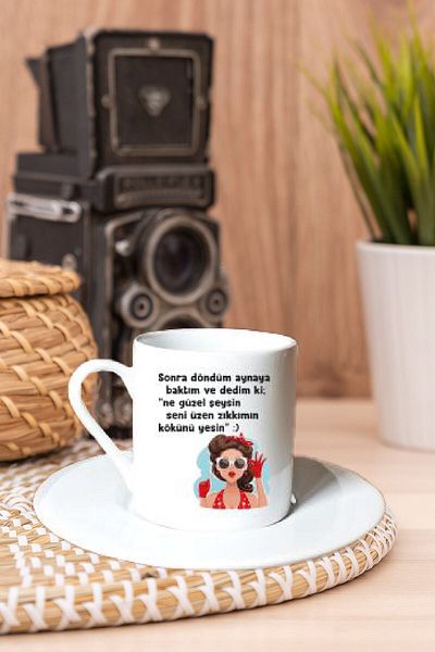 gold fotoğrafçılık What Beautiful Thing Printed White Turkish Coffee Cup