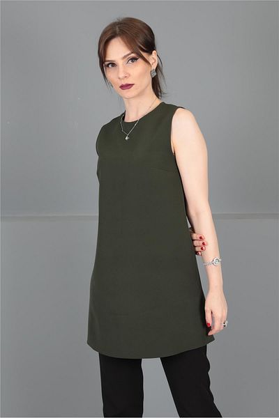 ÖNDER ÖZSOY O-Neck Sleeveless Blouse- Khaki