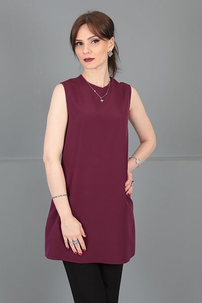 ÖNDER ÖZSOY O-Neck Sleeveless Blouse- Plum