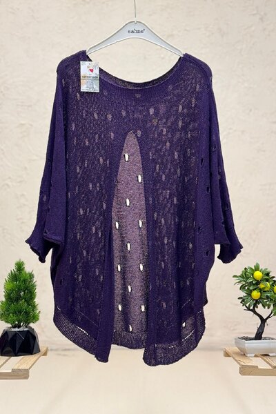 sahnemoda Διάτρητη μπλούζα Mercerized με ανοιχτή μπροστινή πλευρά