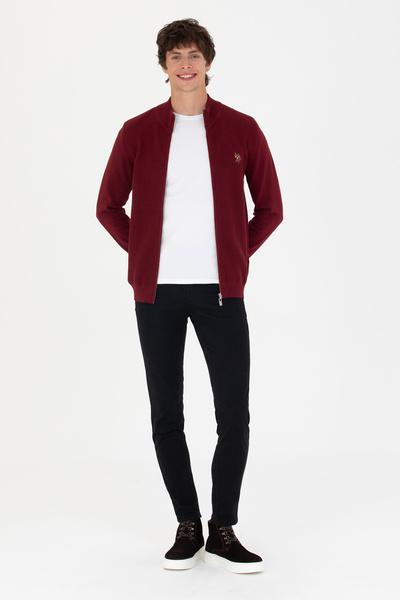 U.S. Polo Assn. Men's Burgundy Basic Knitwear Cardigan 50268938 -Vr014