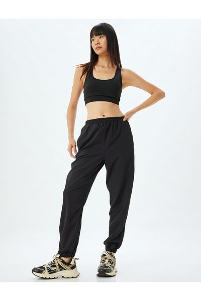 Koton Jogger-Fallschirm-Jogginghose mit hoher Taille, elastische Taille, lockere Passform, Taschendetail