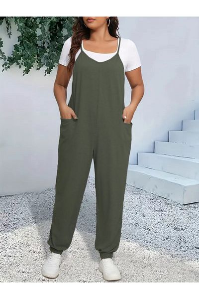 Modayakamoz Women's Strappy Halter Neck Viscose Fabric Baggy Jumpsuit