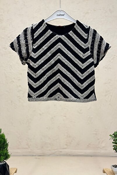 sahnemoda Короткий рукав міні блуза - передній зигзаг і кокетка