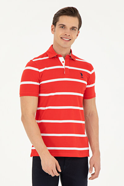 U.S. Polo Assn. Ανδρικό κόκκινο μπλουζάκι πόλο με λαιμόκοψη 50263221-VR030