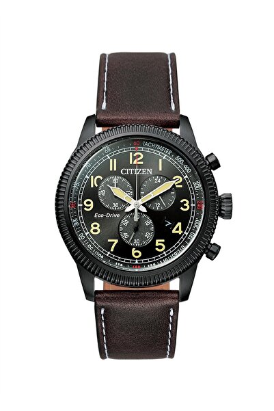 Citizen AT2465-18E Solar 43 mm Kahverengi Deri Kordonlu Kronolu Erkek Kol Saati