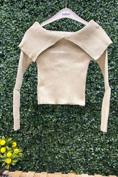 sahnemoda Pulover cu maneci lungi cu guler batista