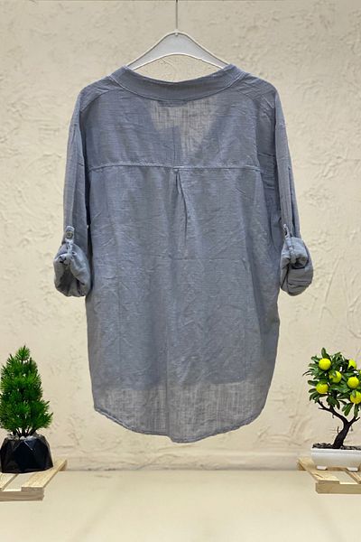 sahnemoda Bluză de in cu guler șef cu nasturi