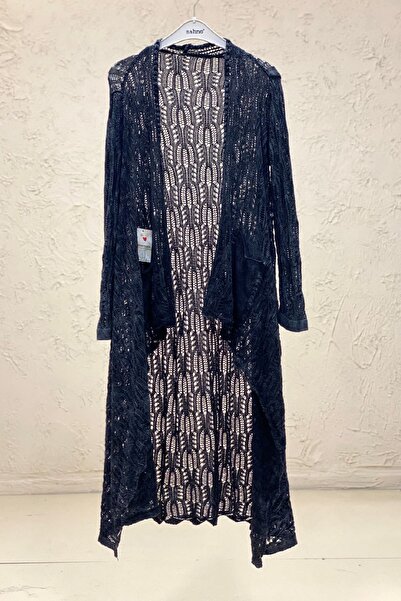 sahnemoda Ajurlu Asimetrik Merserize Uzun Hırka