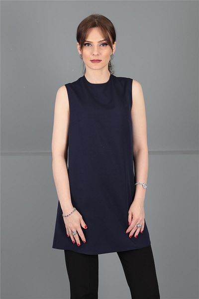 ÖNDER ÖZSOY O-Neck Sleeveless Blouse - Navy Blue
