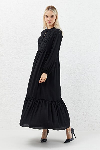 MODAJİN Dadali Lace Front Tassel Dress Black