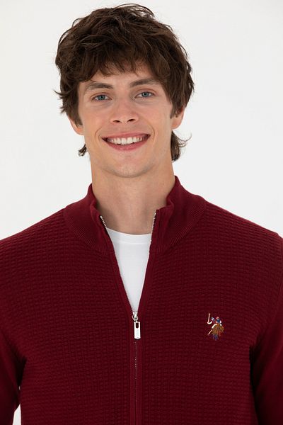 U.S. Polo Assn. Ανδρική ζακέτα Claret Red Basic Knitwear 50268938 -VR014