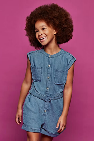 MAYORAL Girl's Denim Shorts Jumpsuit 6858