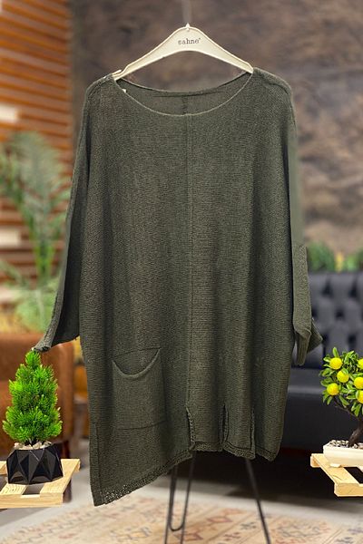 sahnemoda Mercerized Blouse with Capri Sleeve Pockets and Center Stitching Bottoms