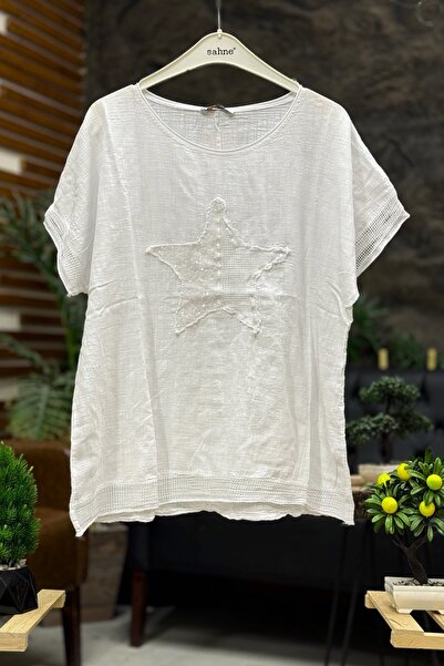 sahnemoda Bluză oversize cu mânecă scurtă cu paiete stea