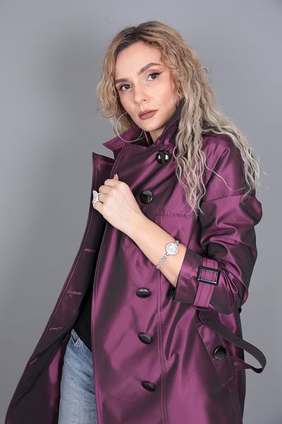 ÖNDER ÖZSOY Classic Taffeta Trench-Plum