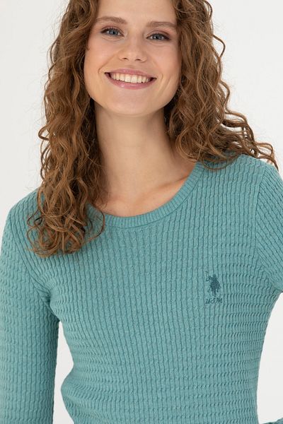 U.S. Polo Assn. سترة نسائية أساسية برقبة دائرية 50269013 -vr090