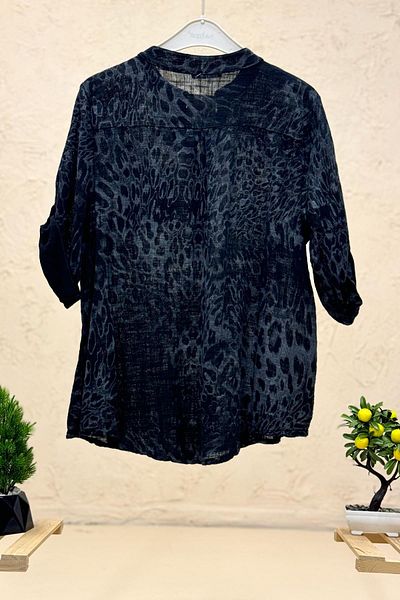 sahnemoda Cămașă de in importată - model leopard, 3 nasturi