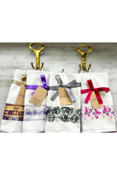 NİVEMESHOME Nivemeshome 2 Pack Turquoise-White Assortment Model Kitchen Towel
