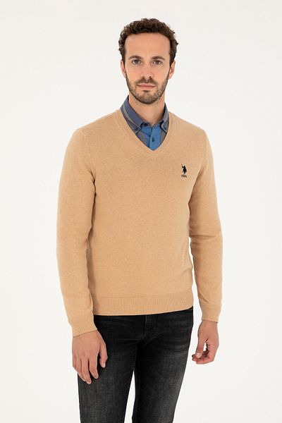 U.S. Polo Assn. Men's Sand Melange Basic Sweater 50269002 -Vr123