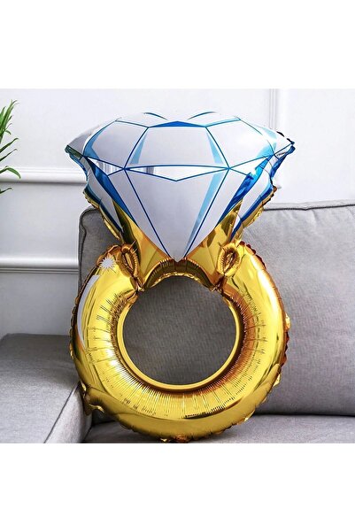 Genel Markalar Tektaş Yüzük Gold Renkli Elmas Folyo Balon Altın Sarısı Bekarl...