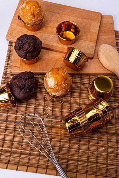 Tinky Winky كبسولات ورقية للكعك والكعك وال سوفليه باللون الذهبي المعدني 10 قطع