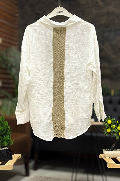 sahnemoda Солом'яна мереживна сорочка з довгими рукавами