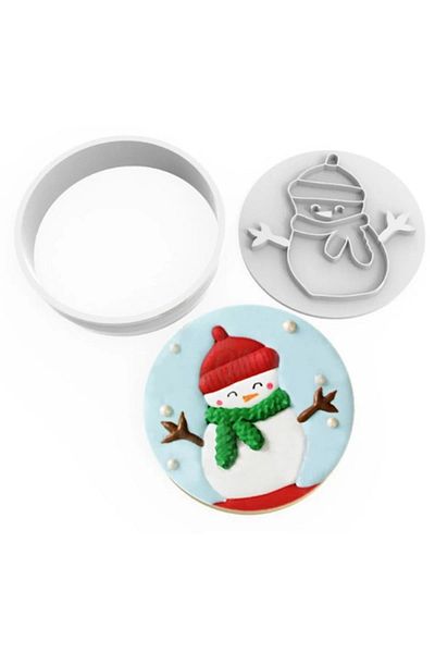 eminönüspot New Year Snowman Cookie Mold Stamp Cutter New Year Set