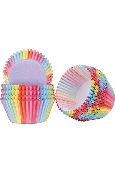 Tinky Winky 100 Adet Muffin Cupcake Kağıdı, Renkli Kağıt Muffin Kek Kalıbı Karışık Renk