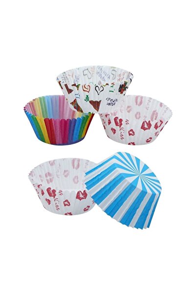 Tinky Winky 100 Adet Muffin Cupcake Kağıdı, Renkli Kağıt Muffin Kek Kalıbı Karışık Renk