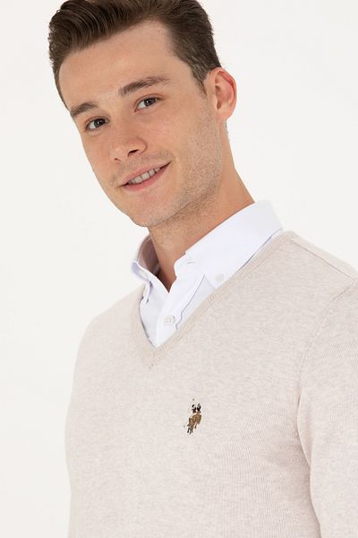 U.S. Polo Assn. Men's Stone Melange Basic Sweater 50269006 -Vr225