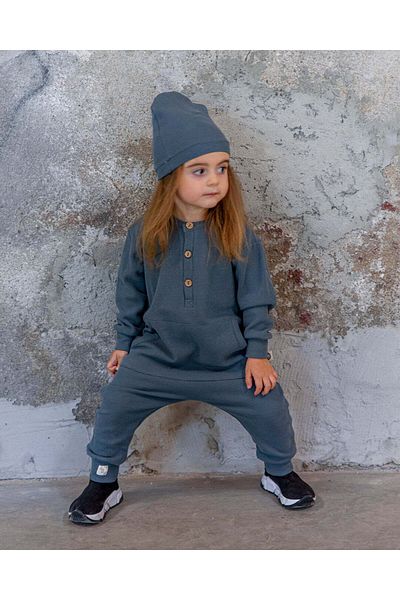 rg kidsstore Natural Waffle Patterned Half Buttoned Baby Romper and Beret