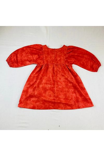 Çikoby 3-8 Years Girl's Dress Woven Pomegranate Red