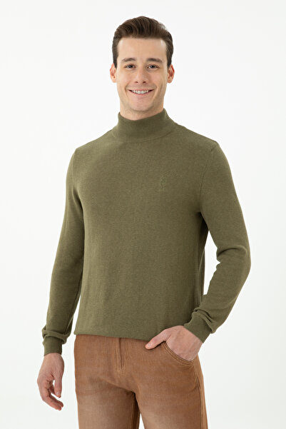 U.S. Polo Assn. Men's Khaki Melange Turtleneck Sweater 50269007-Vr125