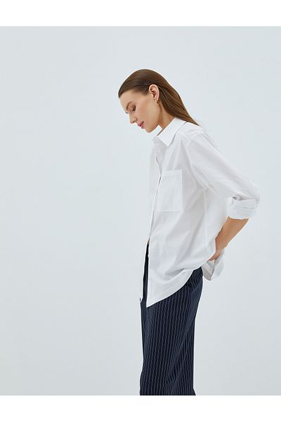Koton Cotton Shirt Pocket Detailed Long Sleeve