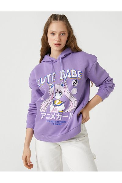 Koton Φούτερ Anime με κουκούλα Oversize μακρυμάνικο